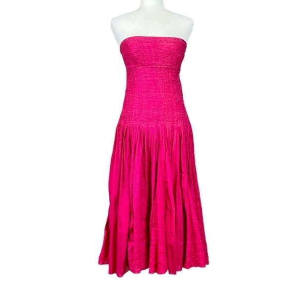 Diane Von Furstenberg DVF Womens Sheryl Strapless Midi Dress Magenta Pink size 6 - Picture 3 of 13